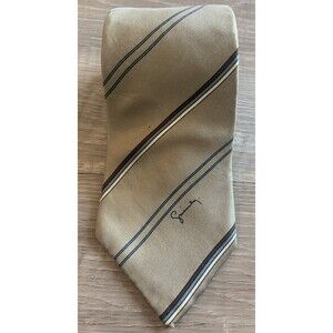 Givenchy Monsieur Wallachs 100% Italian Silk Striped Tie 3.5” X 56” Tan & Blue